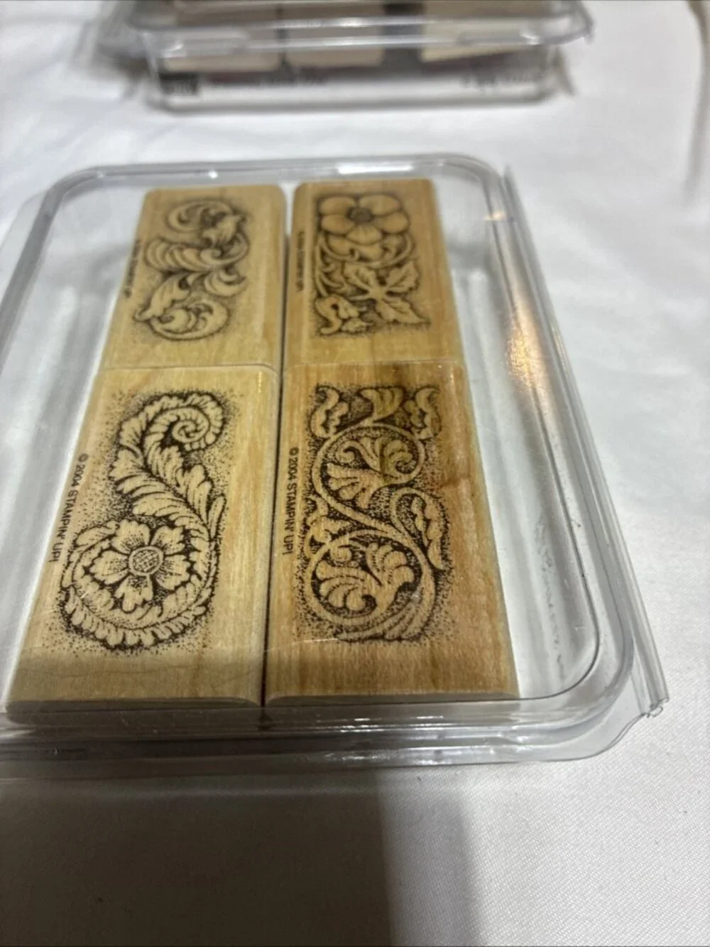 New Factory Sealed 2004 Stampin ‘Up ! “sculpture Style “floral Scroll Set Of 4
